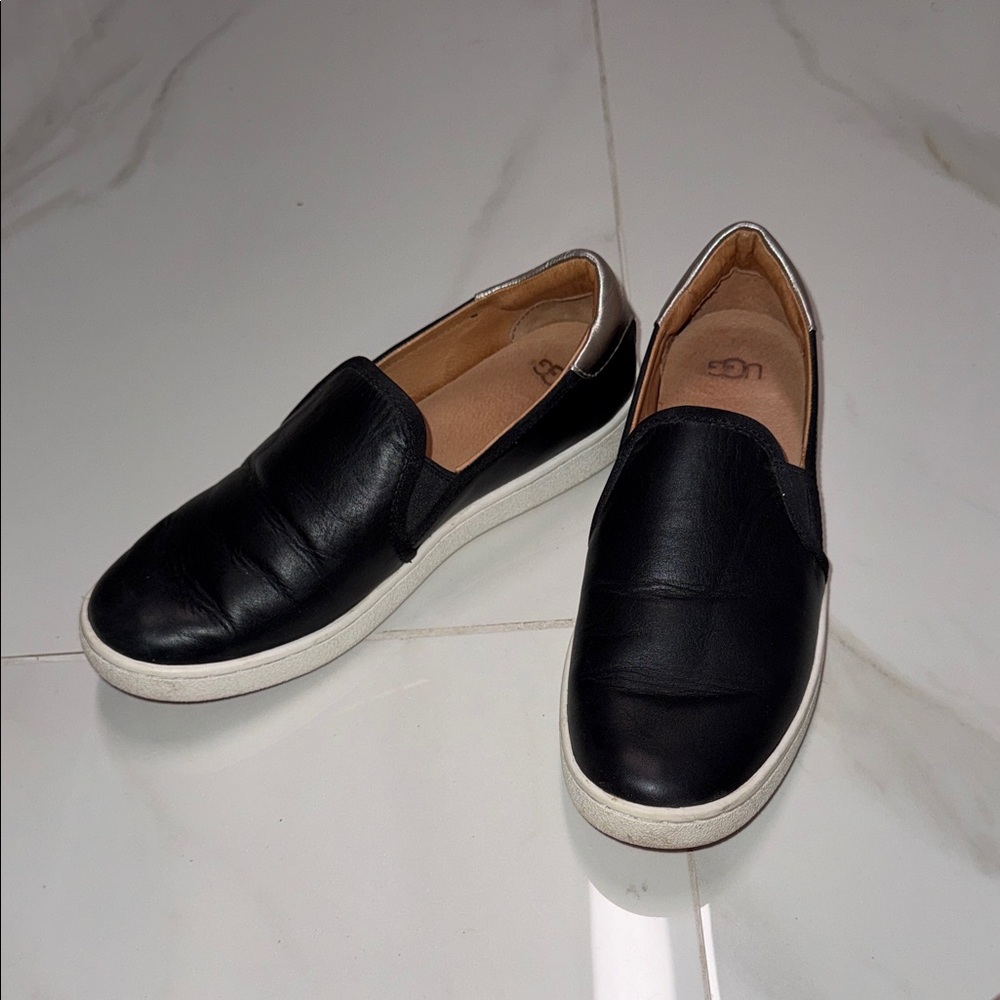 UGG Men's Black Leather Slip-Ons